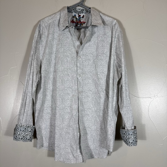 Robert Graham Other - Mens Robert Graham Shirt 2XL Gray Splatter And Has Floral Flip Cuff